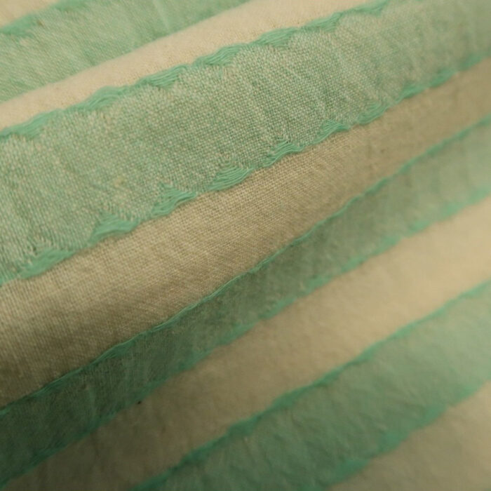Žakárové plátno smetanové se zelenýmii proužky