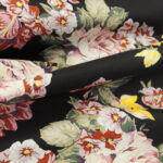 Batist modrý s růžovými květy