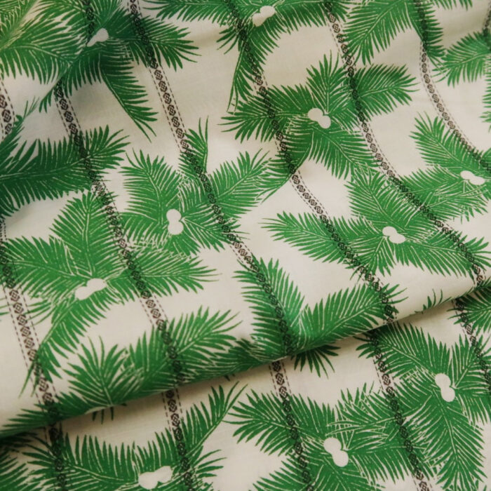 Batist bílý se zeleným vzorem