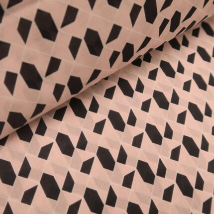 Batist s růžovým a černým geometrickým vzorem
