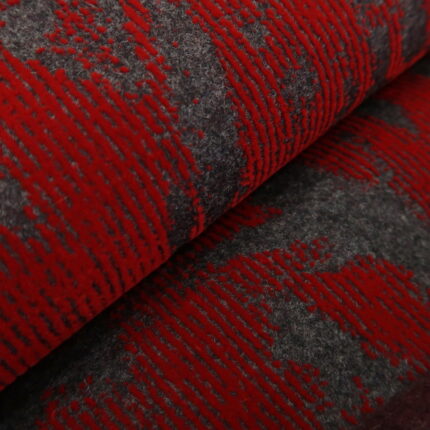 Sukno šedo-červené se sametovým vzorem