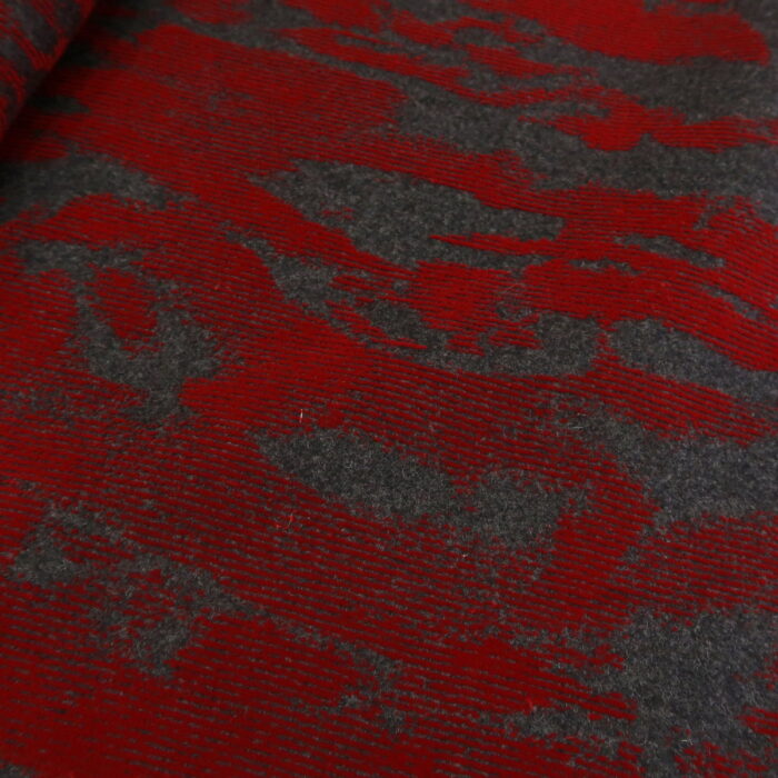 Sukno šedo-červené se sametovým vzorem