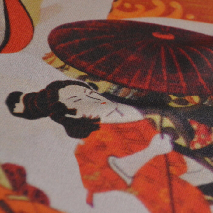 Žoržet s červeným vzorem japonských samurajů