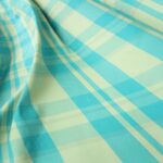 Šantung smetanový s tyrkysovou kostkou