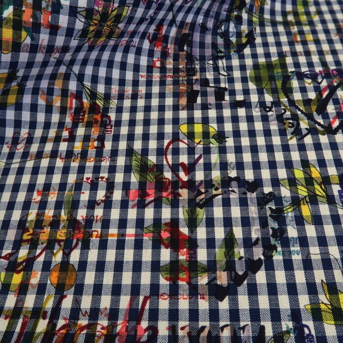 Kanvas modrobílé pepito se vzorem Vivienne Westwood