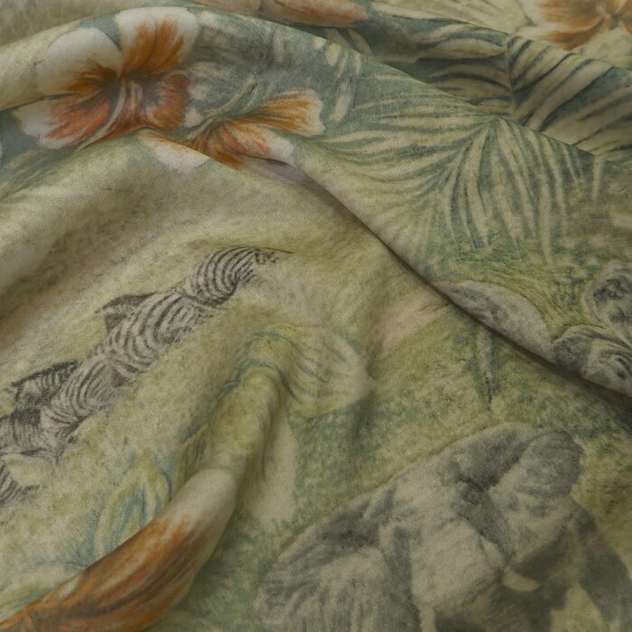 Satén béžovo-zelený se vzorem džungle Vivienne Westwood