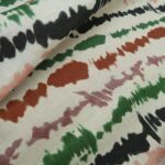 Plátno smetanové lněné barevnými pruhy alá batika
