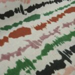 Plátno smetanové lněné barevnými pruhy alá batika