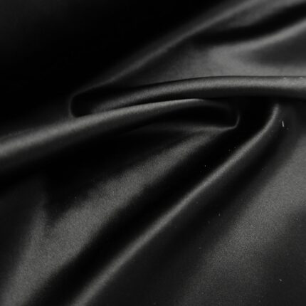 Satén černý hedvábný s elastanem