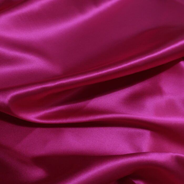 Satén ciklámově růžový hedvábný s elastanem
