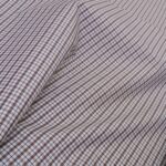 Popelín bílý s hnědo-zelenou kostkou