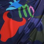 Plavkovina fialová s velkým vzorem znamení zvěrokruhu Missoni