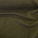 Plátno khaki zelené viskózové s tenkými proužky