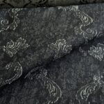 Denim žakárový s barokním vzorem