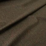 Tvíd khaki zelený s hnědou rybí kostí