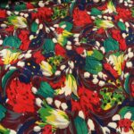 Krep s barevnými květy viskózový