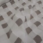 Plátno/organza bílá s čtvercovým vzorem