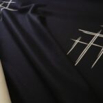 Žakárová kabátovka modrá-smetanová double