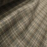 Kostýmovka šedo-béžová s bílým a modrým rastrem ze lne a hedvábí