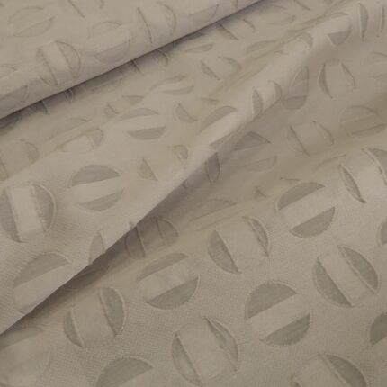 Žakár béžový á la devoré s průhlednými puntíky