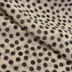 Šifon růžový s černými puntíky