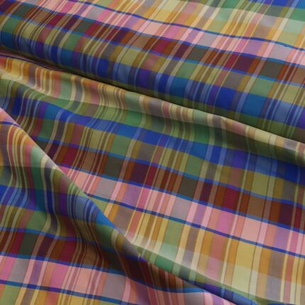 Šantung s barevnými kostkami