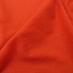 Batist červený s vyšívanými puntíky