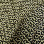 Žakár modro-okrový se vzorem srdce