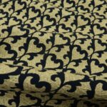 Žakár modro-okrový se vzorem srdce