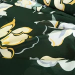 Šifon zelený s velkými květy