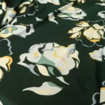 Šifon zelený s velkými květy