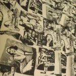 Šifon bílý s černým komiksovým vzorem