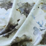 Ponžé bílé s květinovým vodovým vzorem