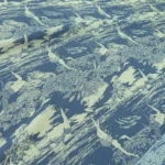 Šifon modrý s bílým vzorem podmořského světa