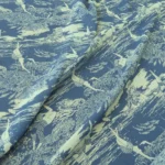 Šifon modrý s bílým vzorem podmořského světa