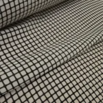 Krepdešín smetanový s drobnou černou kostkou