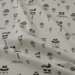 Gabardén košilový bílý se vzorem hipsterů