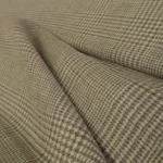 Glenček s bílo-béžovou kostkou ze lne, viskózy a hedvábí