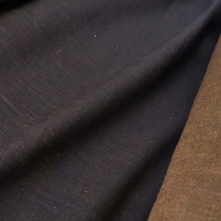 Denim modro-hnědý košilový se lnem