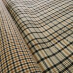 Gabardén s burbery kostkou béžovo-smetanovo-černou double