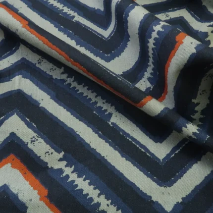Denim modrý s velkým cikcak vzorem