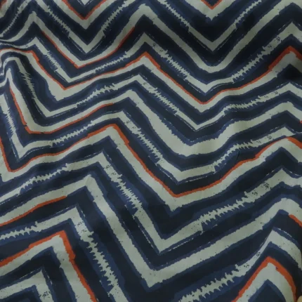 Denim modrý s velkým cikcak vzorem